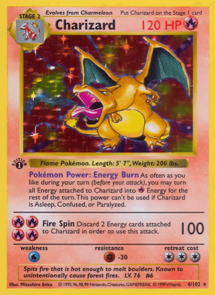 1999 Base Set Charizard holo card